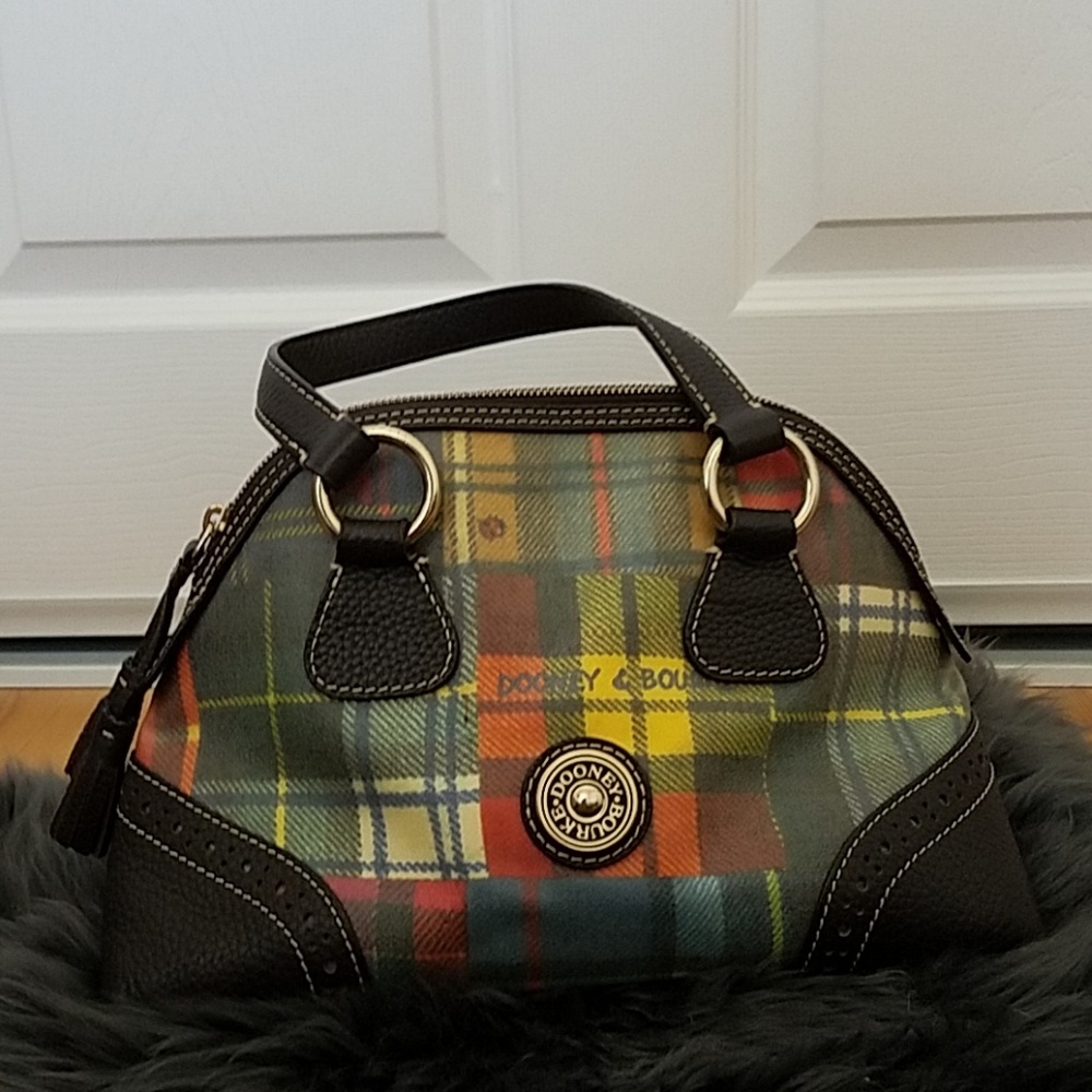 Dooney & Bourke ladybug plaid leather satchel